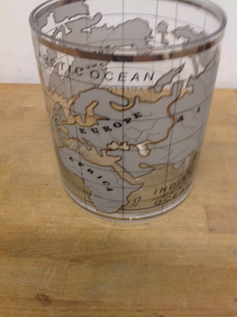 Vase- 8" Glass World Map