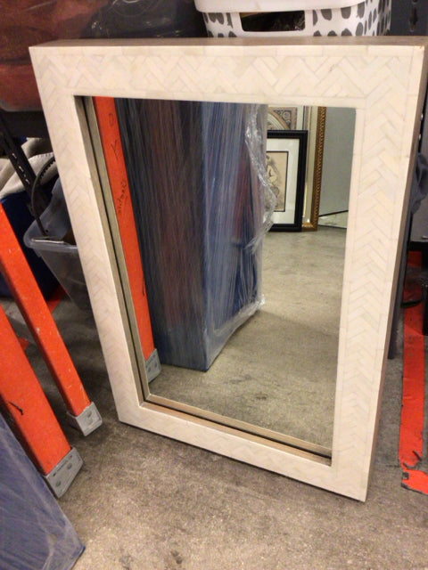 24" X 34" West Elm Parsons Bone Inlay Wall Mirror