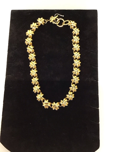 Tiffany Style Gold Tone X Necklace