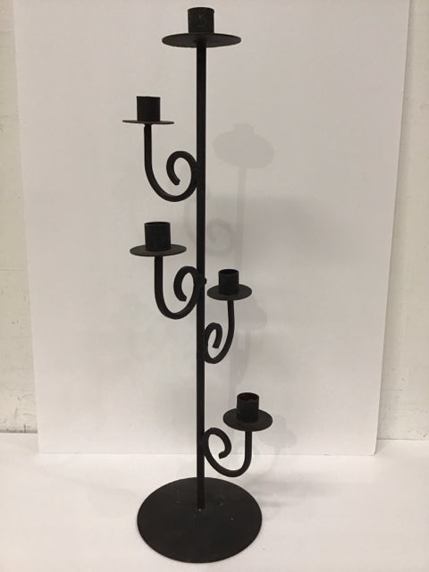 23" Black Metal 5 Candlestick Holder