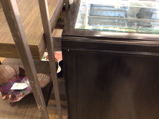 AS-IS Judith Norman Espresso Mirror Top Buffet (Cracks & Marks)