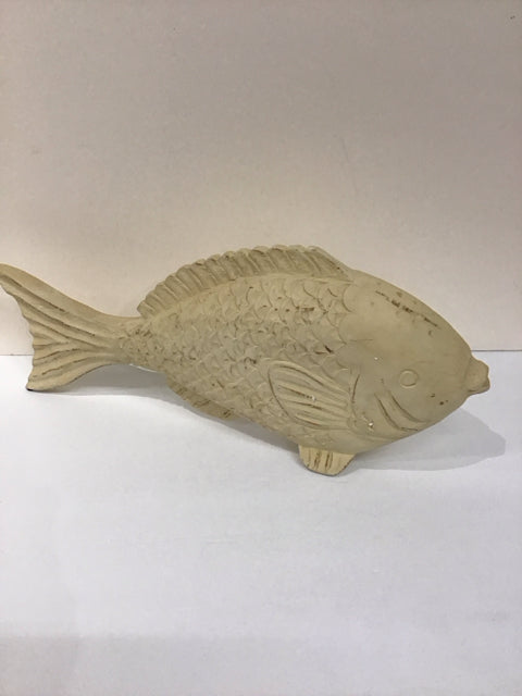 20" Cream Color Solid Wood Fish