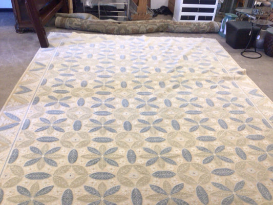 12 X 15 Heirloom Romanian Blue & White Flower Rug