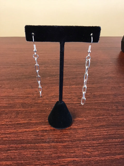 Silvertone Link Dangle Earrings