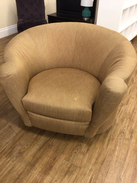 As-Is Gold Curved Back Fabric Arm Chair