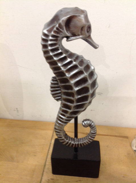 14" Silver Seahorse On Stand