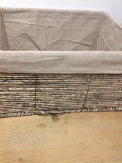 Basket- 16" Grey Wicker & Linen