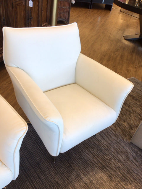 Modani White Faux Leather Swivel Chair