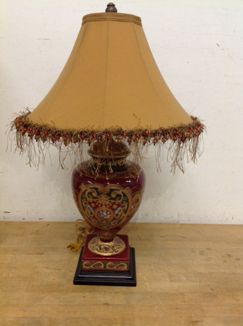 Multicolor Ceramic Ginger Jar Table Lamp w/Shade