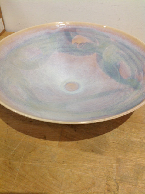 Bowl- 13" Signed Pastel Ceramic