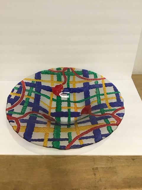 19.5"Rd Hand Painted Textured Glass Bowl