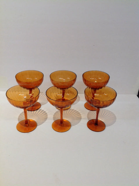 Set/6 Amber Optic Coupe Glasses
