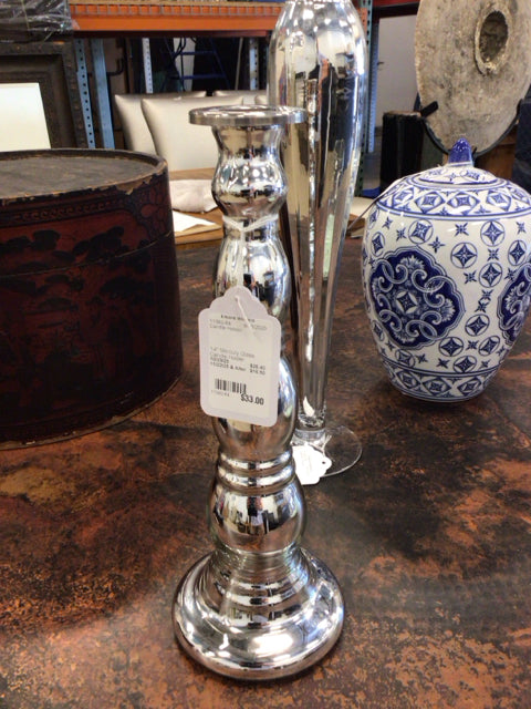 14" Mercury Glass Candle Holder