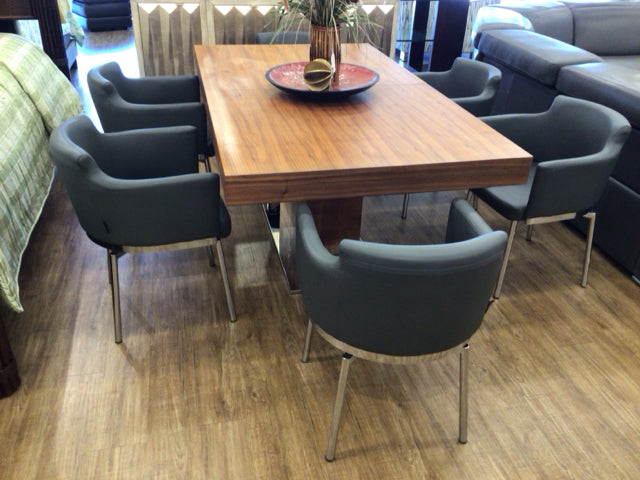 Set Of 6 Grey Swivel Dining Chairs