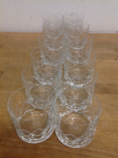 Set Of 12 Rona Cut Crystal  Old Fashion Glasses