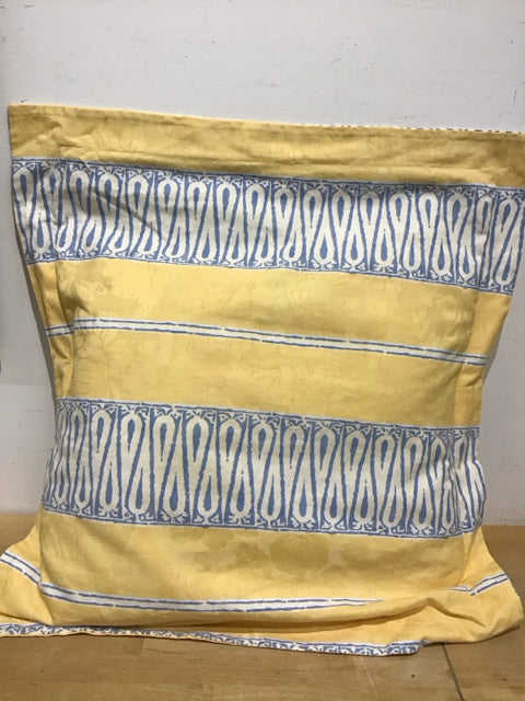 29" Sq. Yellow White & Blue Floral Damask