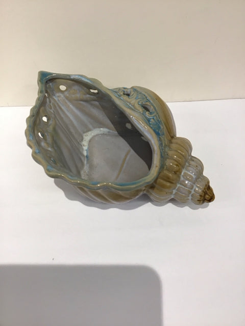 12" Blue/Purple Ceramic Conch Shell Planter