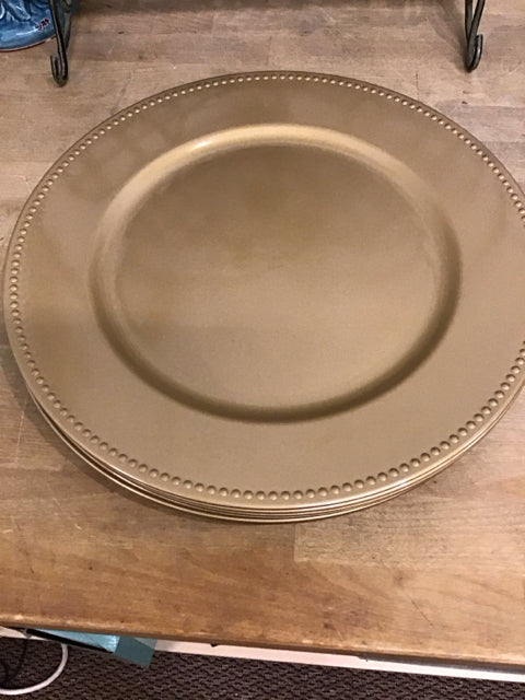 Set Of 8 13" Gold Bead Edge Chargers