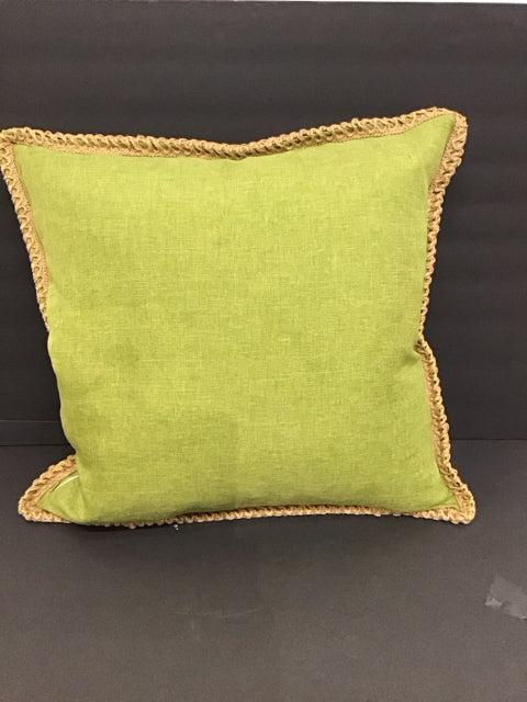 Green Linen w/Wrapped Edge Pillow