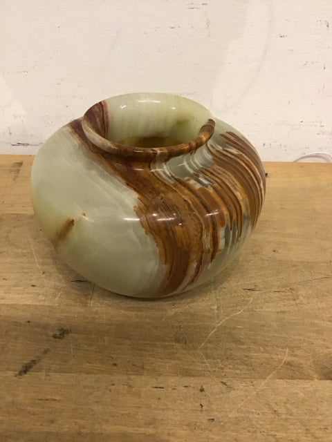 4" Beige & Brown Marble Vase