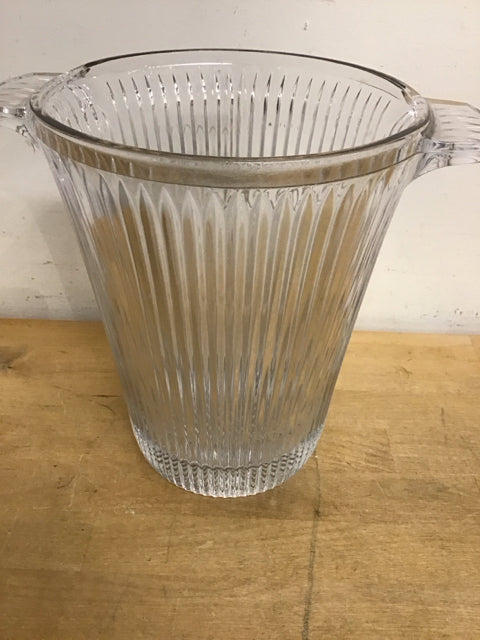 9.5" Ribbed Glass Ice Bucket