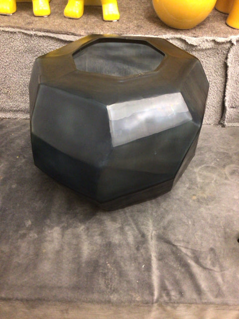 10 1/2" AS-IS Guaxs Cubistic Dark Blue Indigo Glass Vase(Knicks In Rim)