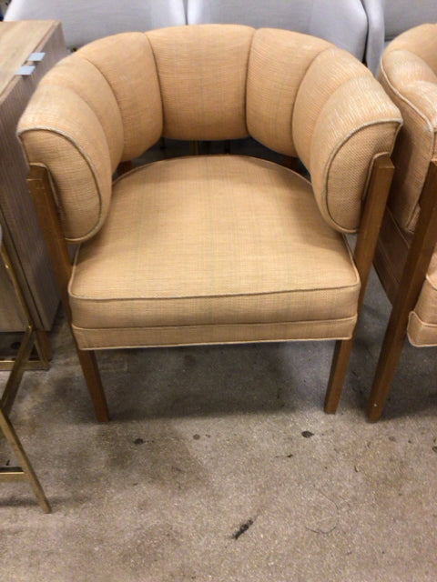 Light Orange Fabric & Wood Arm Chair