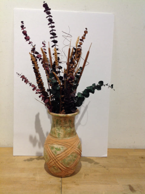 12" Ceramic Vase w/Dried Eucalyptus