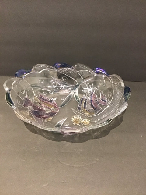 Carved Etched Fish Bowl