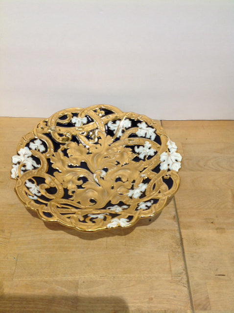 11.5" Meissen Cobalt/Gold Porcelain Centerpiece