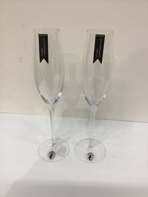 Set/2 Waterford Crystal Elegance Champagne Flutes