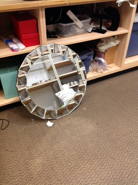Mirror Framed Round Beveled Mirror