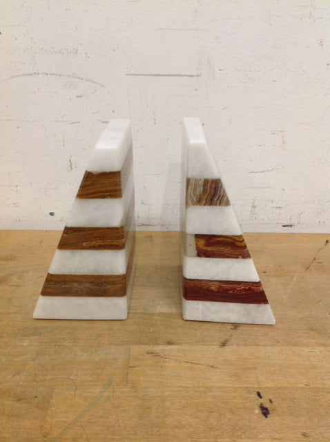 Striped Marble Book Ends