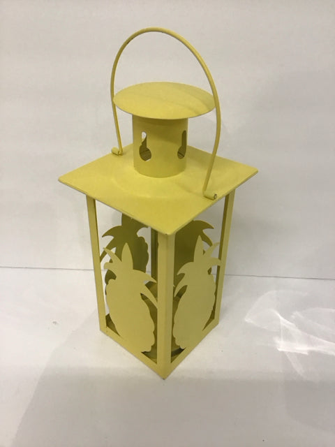 Yellow Lantern Candle Holder w/Pineapples