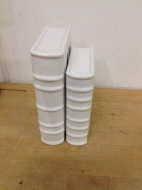 Set Of 2 White Ceramic Books