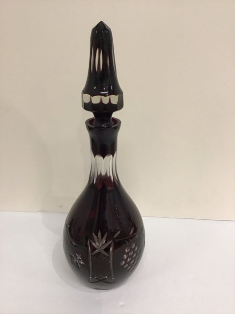14" Brown to Clear Cut Decanter