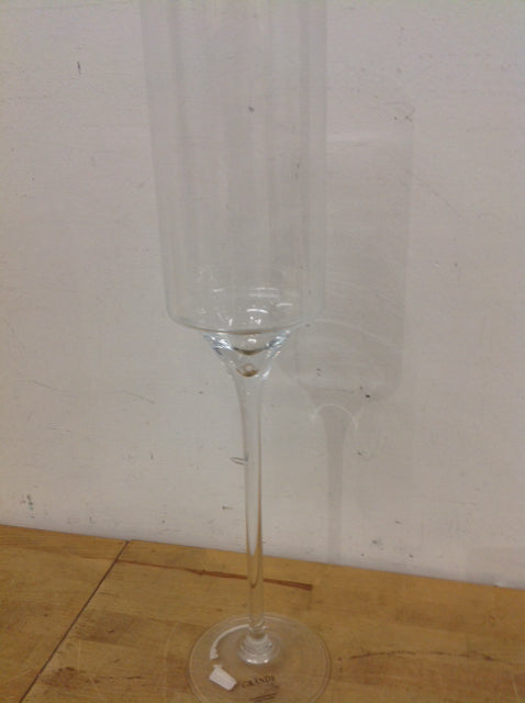 Candle Holder 23" Footed Clear Glass