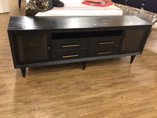 AS-IS Dark Wood Four Drawer/Two Door Media Console