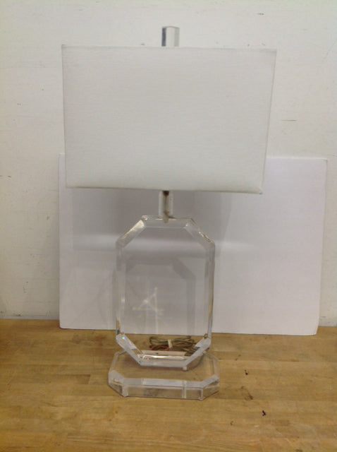 28" Flat Octagon Lucite Lamp w/Shade