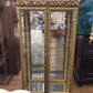 Gold Trim Beveled Glass Two Door Display Cabinet