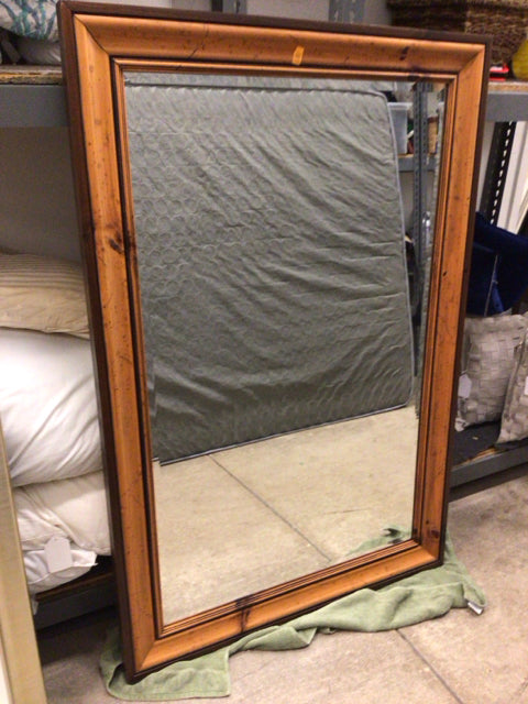 37 3/8" X 55 3/8" Oak Accent Beveled Framed Mirror