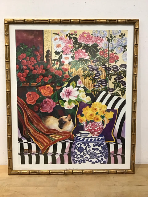 27x34 Framed "Just About Purr-Fect" AS-IS Slight Water Damage
