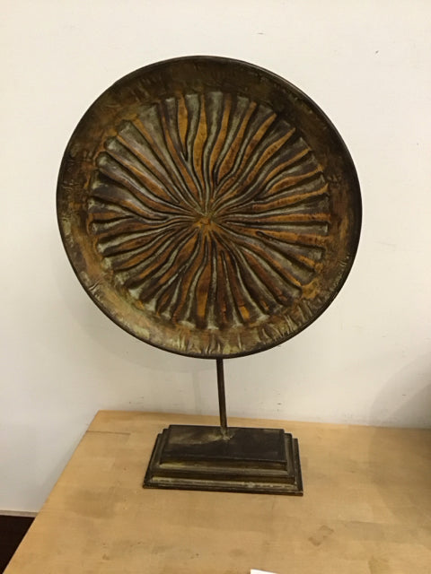 29" Metal W/Copper Look Disc Sculpture