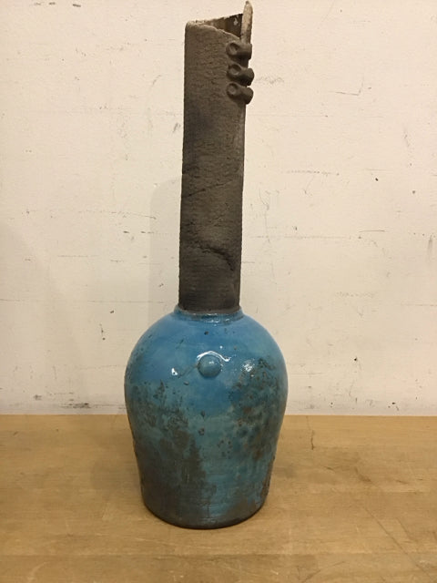 12" Artisan Abstract Glzed Ceramic Vase