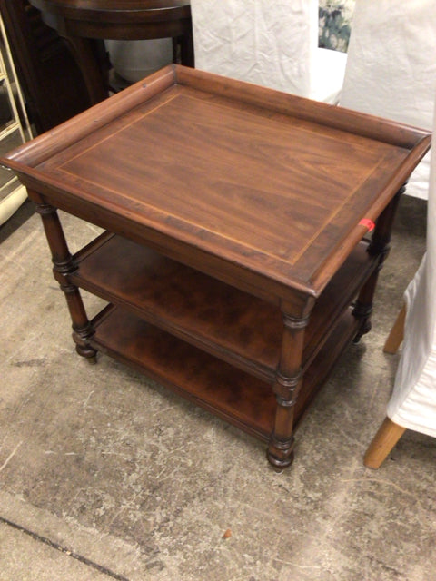 Wood Three Tier End Table