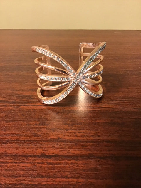 Rose Goldtone & Rhinestone Cuff Bracelet