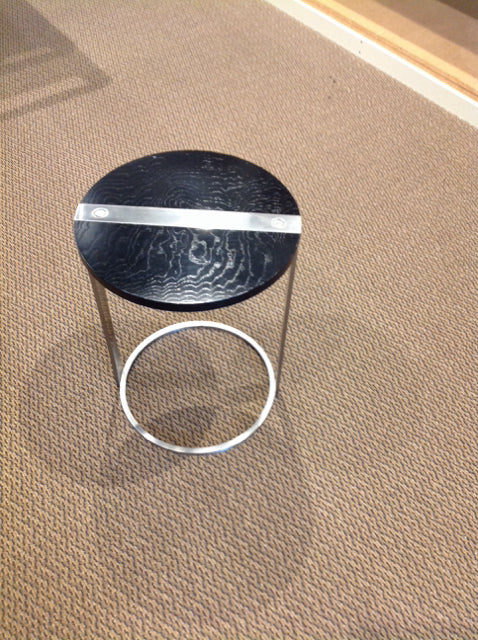 14"Rd Black Wood Chrome Accent Table