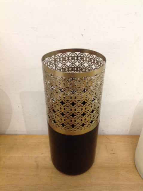 Vase- 11" Black & Gold Metal