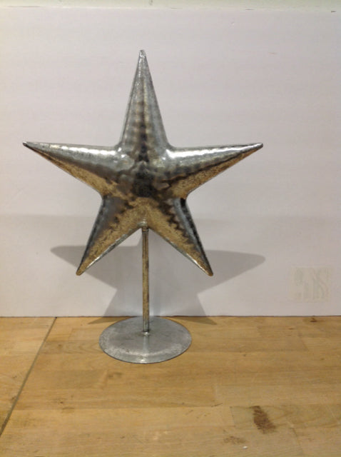 16.5" Grey Metal Star Sculpture w/Base