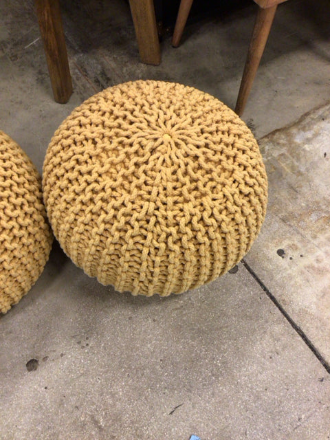 Orange Yarn Woven Pouf